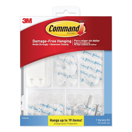 Command Clear Hooks and Strips, Plastic, 16 Picture Strips/15 Hooks/22 Strips 17232ES